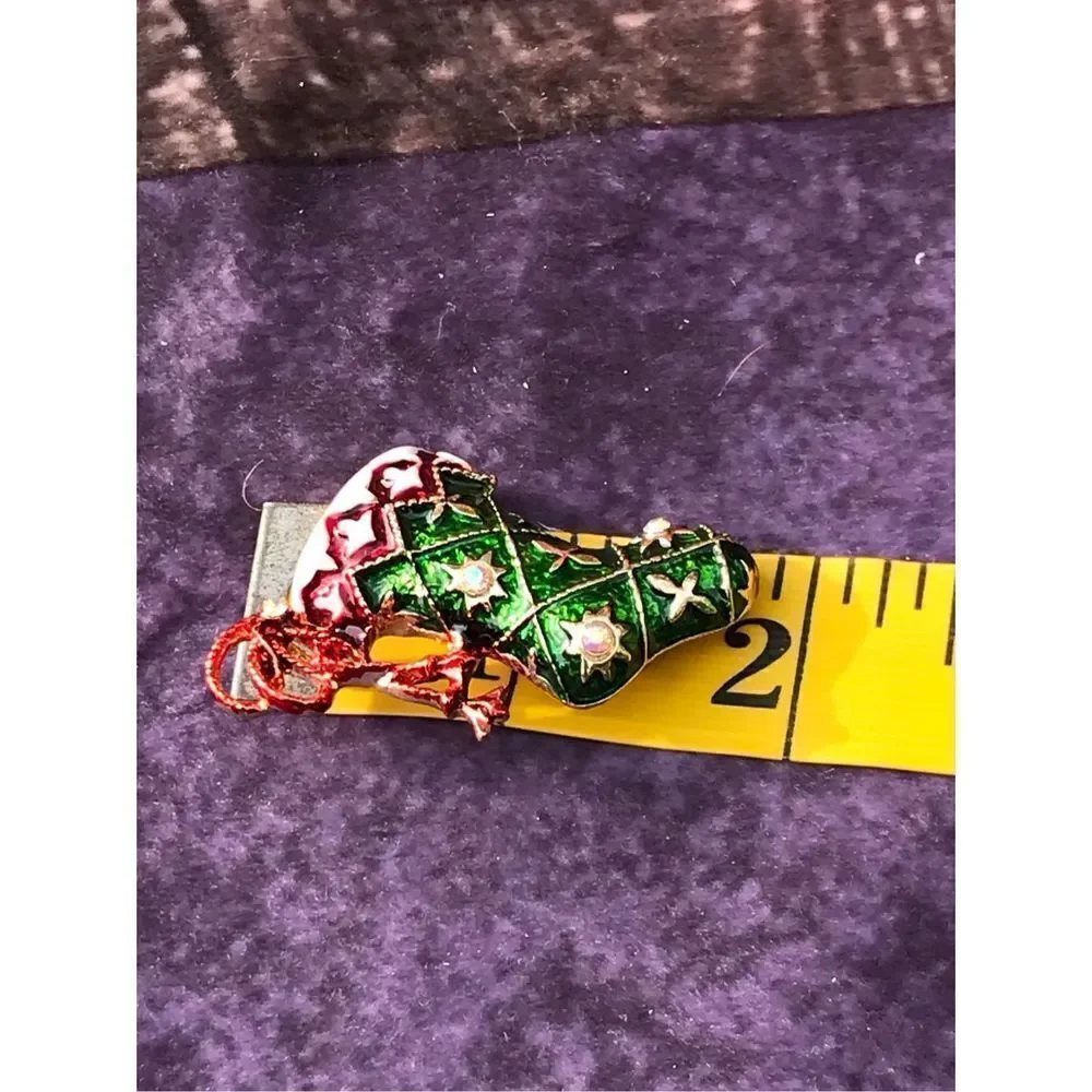 Crystal Christmas Stocking Brooch‎